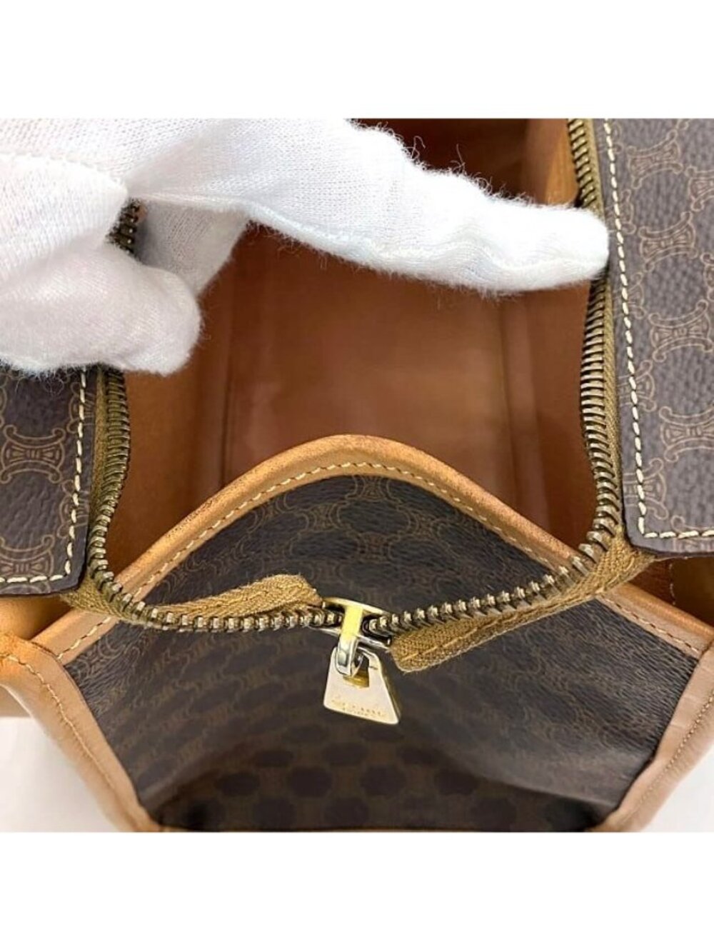 Celine Handbag Brown Macadam Tote Bag Leather - Picture 5 of 10